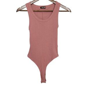 Kondi Womens Sleeveless Scoop Neck Ribbed Tank Top Bodysuit Size S Dusty Pink